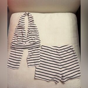 SHEIN Black and White Striped Knit Top